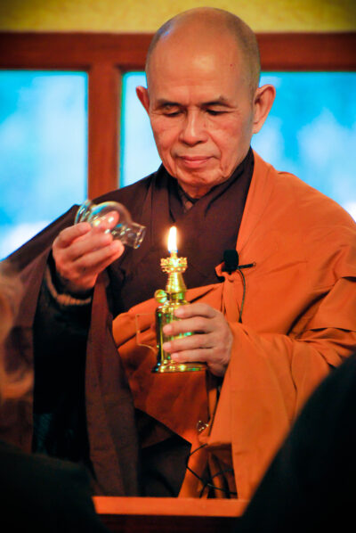 Zen Master Thich Nhat Hanh's picture, inviting a sense of mindfulness and peace.